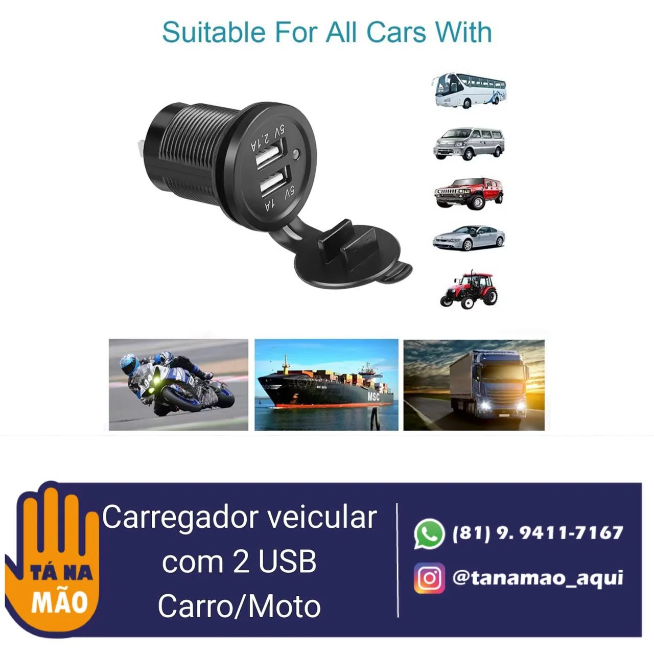 Carregador veicular - Duplo - Carro/Moto  - Foto 4