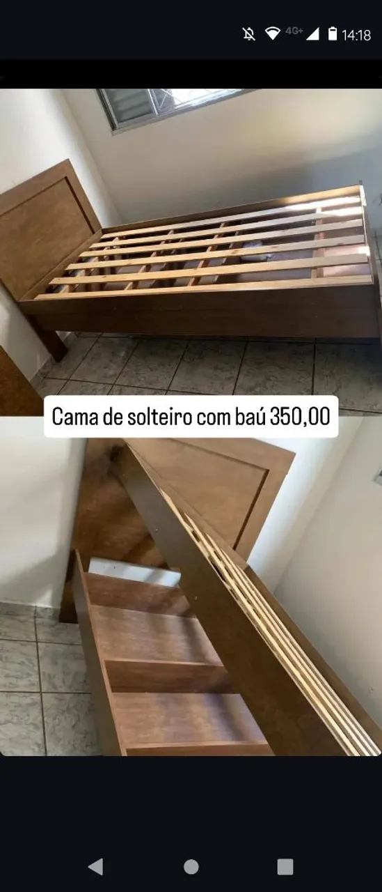 Cama solteiro com baú