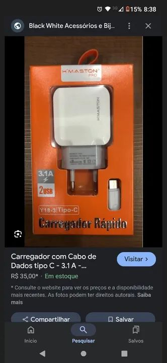 Carregador turbo tipo c com cabo pra todos modelo - Foto 3