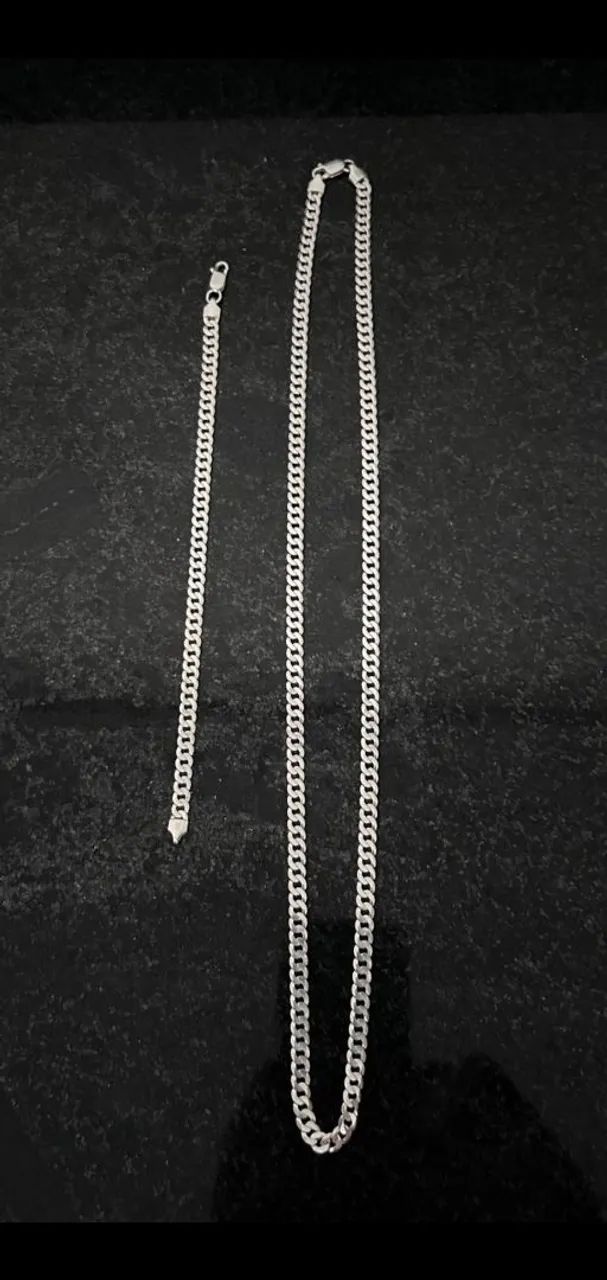Corrente e pulseira grumet de prata 925