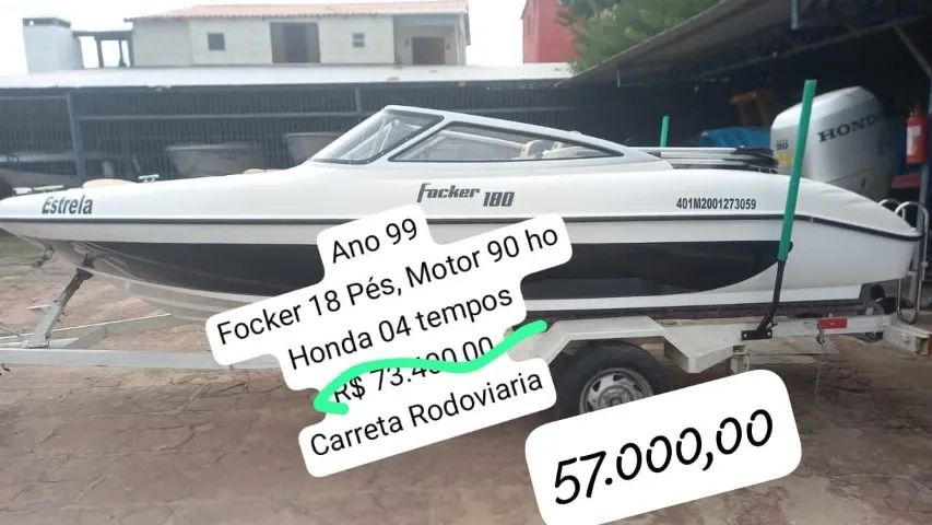 Focker ano 99, motor 90, yamaha 04 tempos, carreta rodovia,  esta maria Sava em Poa