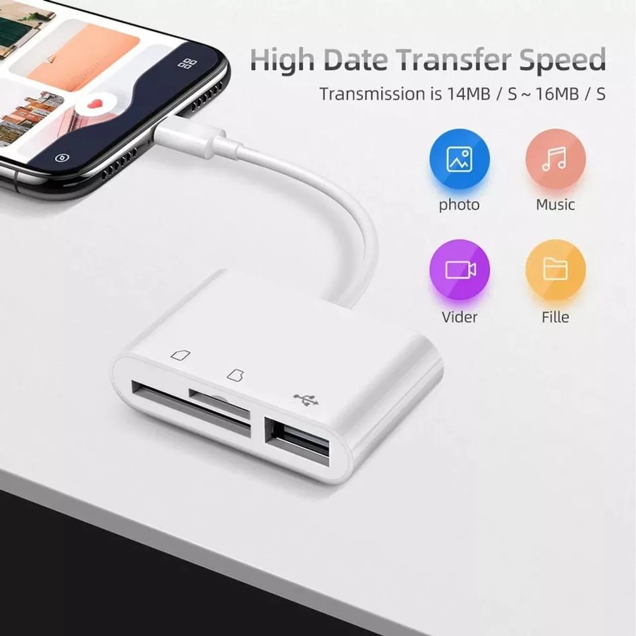 Adaptador Leitor Cartão SD + USB 3 em 1 Micro USB - Foto 3