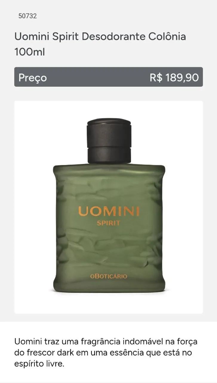 Desodorante Colônia Uomini Spirit 100ml - O Boticário