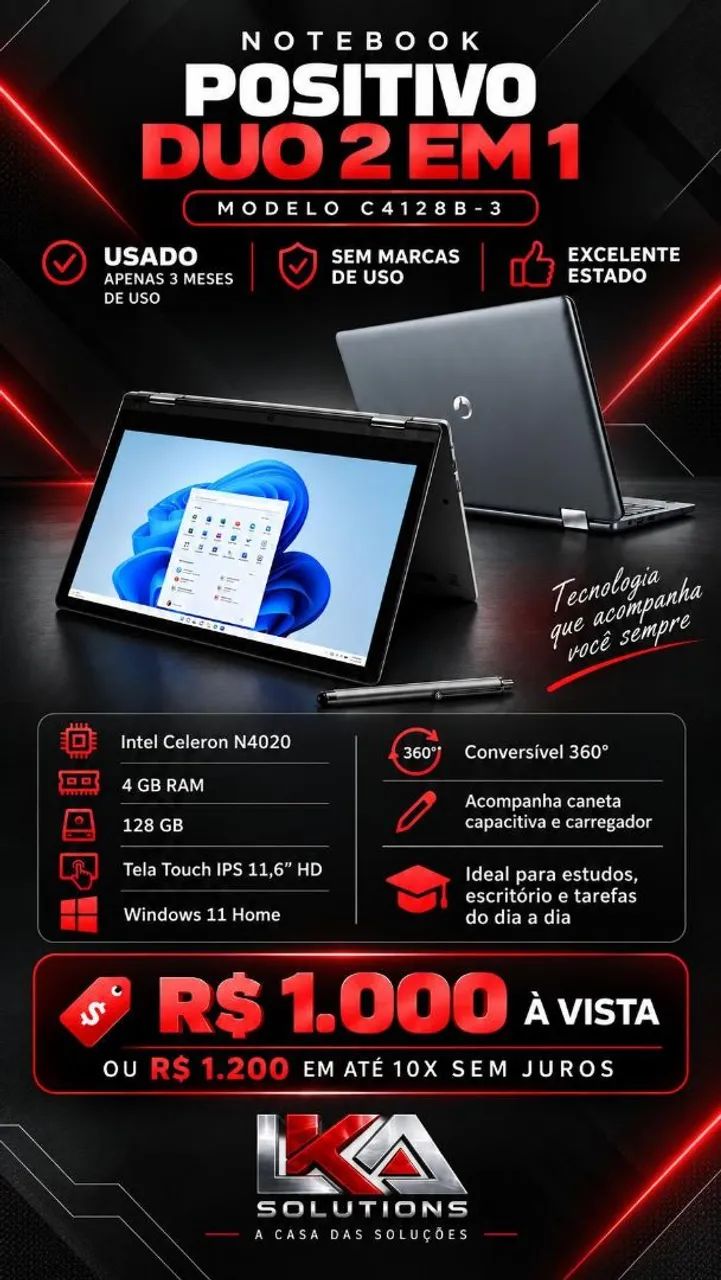 NOTEBOOK POSITIVO 2 EM 1 TABLET COM CANETA