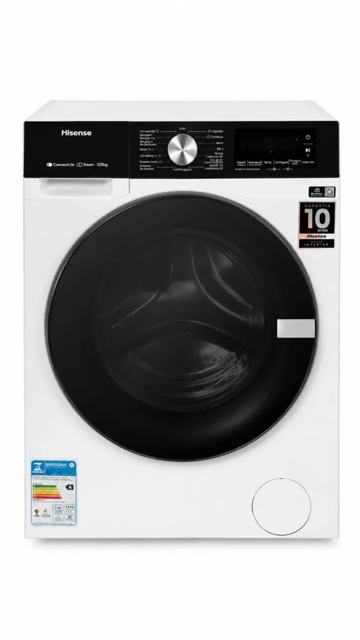 LAVADORA 13KG HISENSE COM WI-FI BRANCA