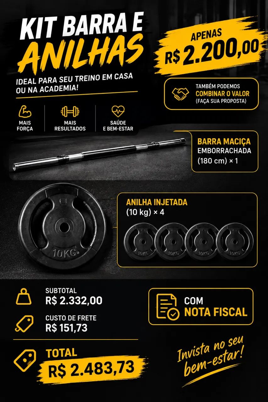 Barra de academia e anilhas 
