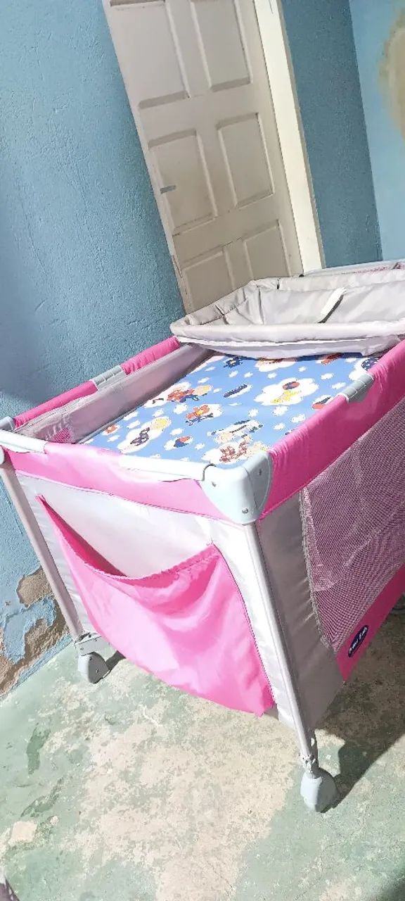 Chiqueirinho de menina rosa com cinza , com colchão  - Foto 4