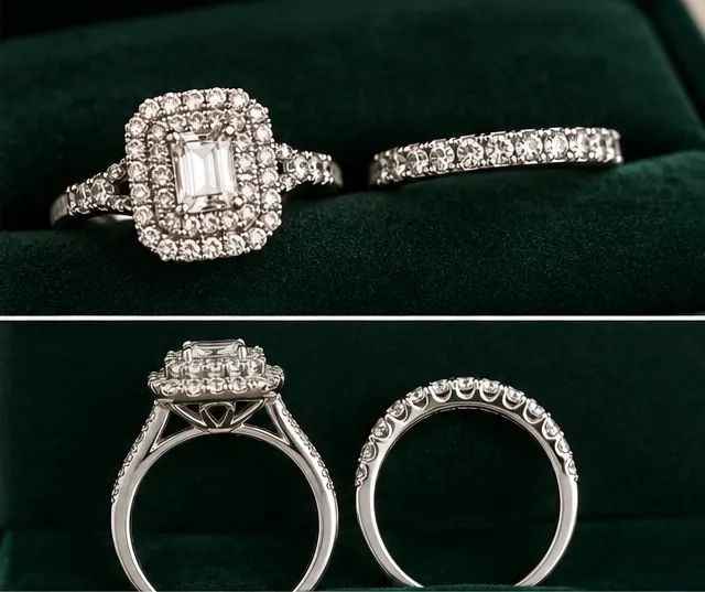 80 Diamantes-Anel Noivado + Aliança Ouro Branco 14K  - Foto 2