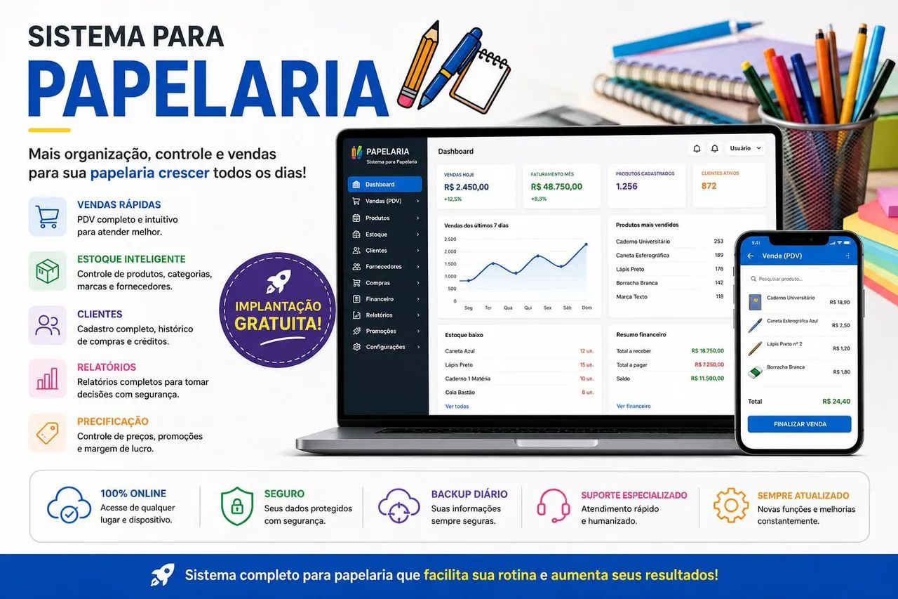 SISTEMA COMPLETO PARA PAPELARIA 