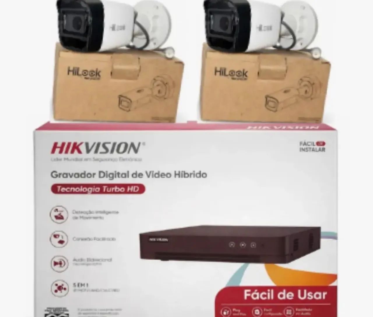 Kit Dvr + Hikvision + Fonte + 2 câmeras externas e 2 internas + microfone