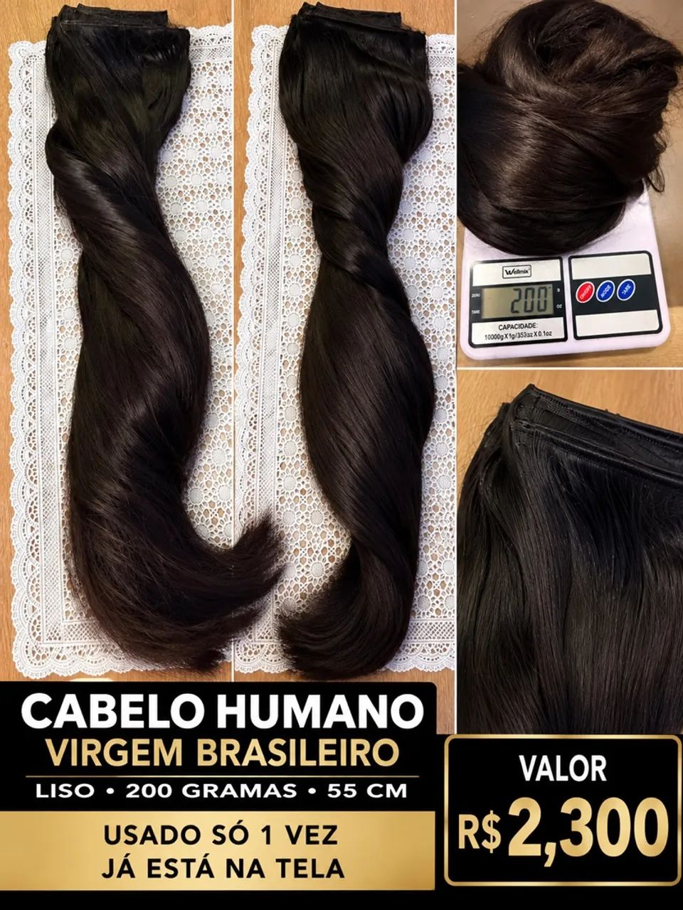 Cabelo humano usado uma vez .