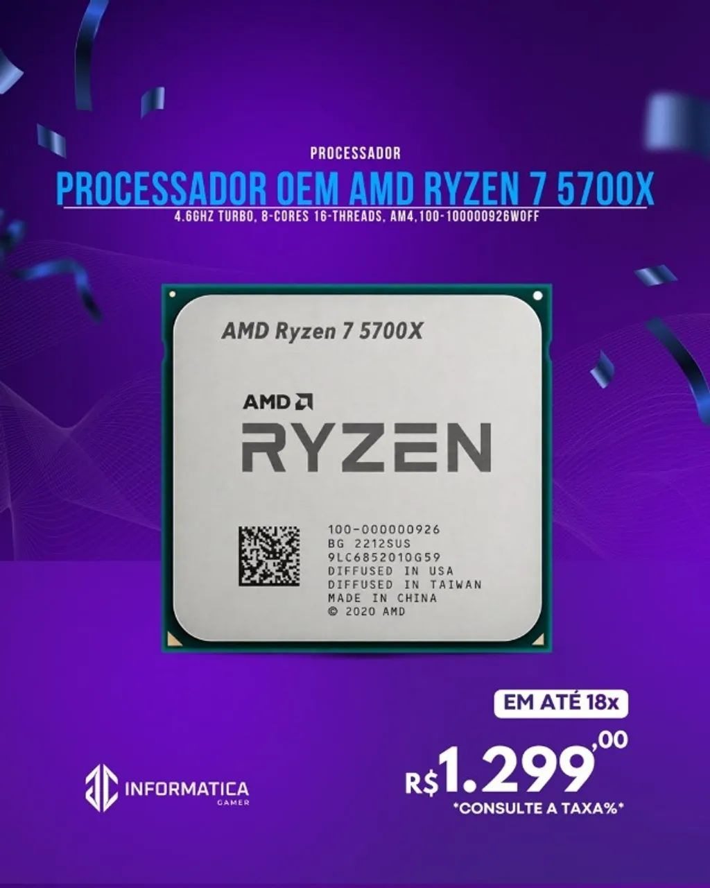  PROCESSADOR OEM AMD RYZEN 7 5700X