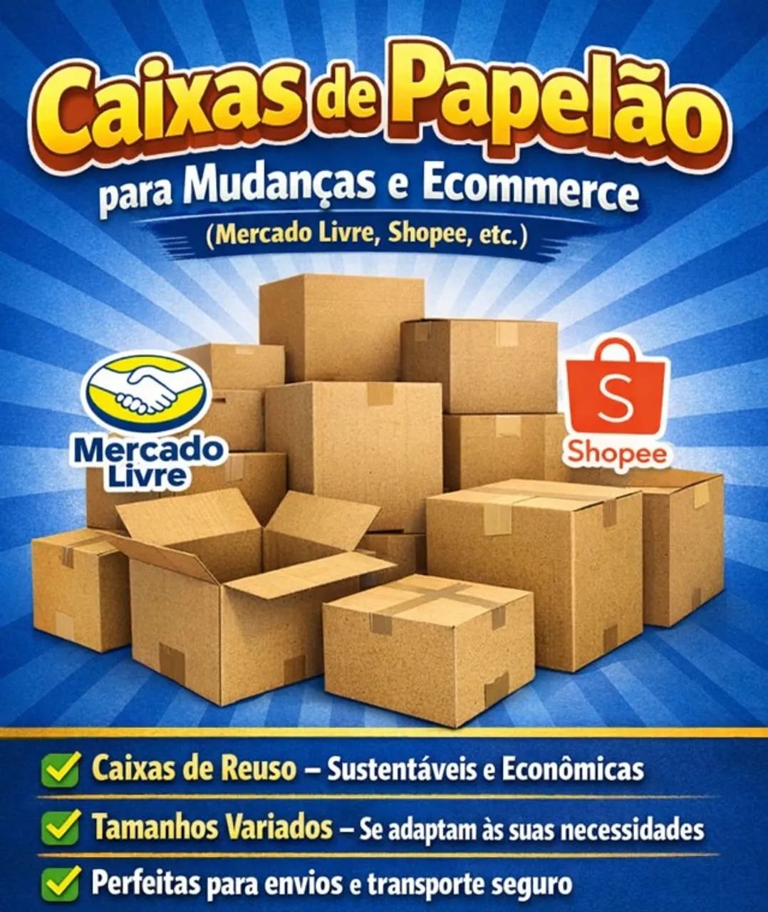 Caixa papelão - tamanhos Médio e Pequena - Reuso em bom estado - Não serve para mudança