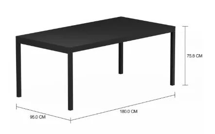 Mesa TOK&STOK preta - 1,80m X 95cm 