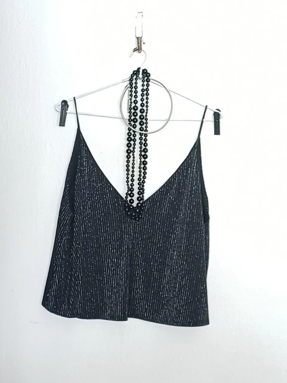 Calça ZARA PRETA e croped  fio de prata Shoulder  - Foto 2