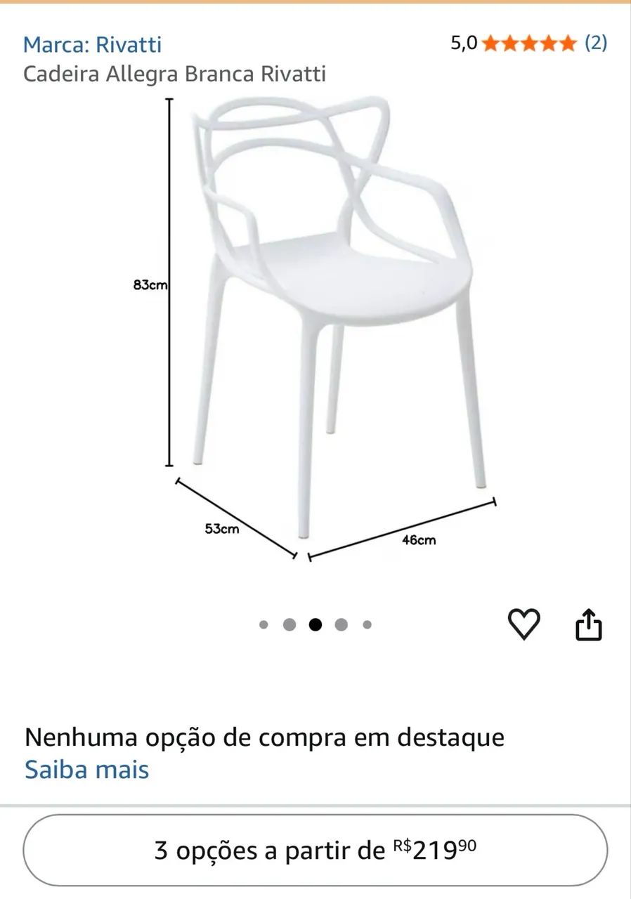 6 cadeiras mod. Allegra branca - Foto 2