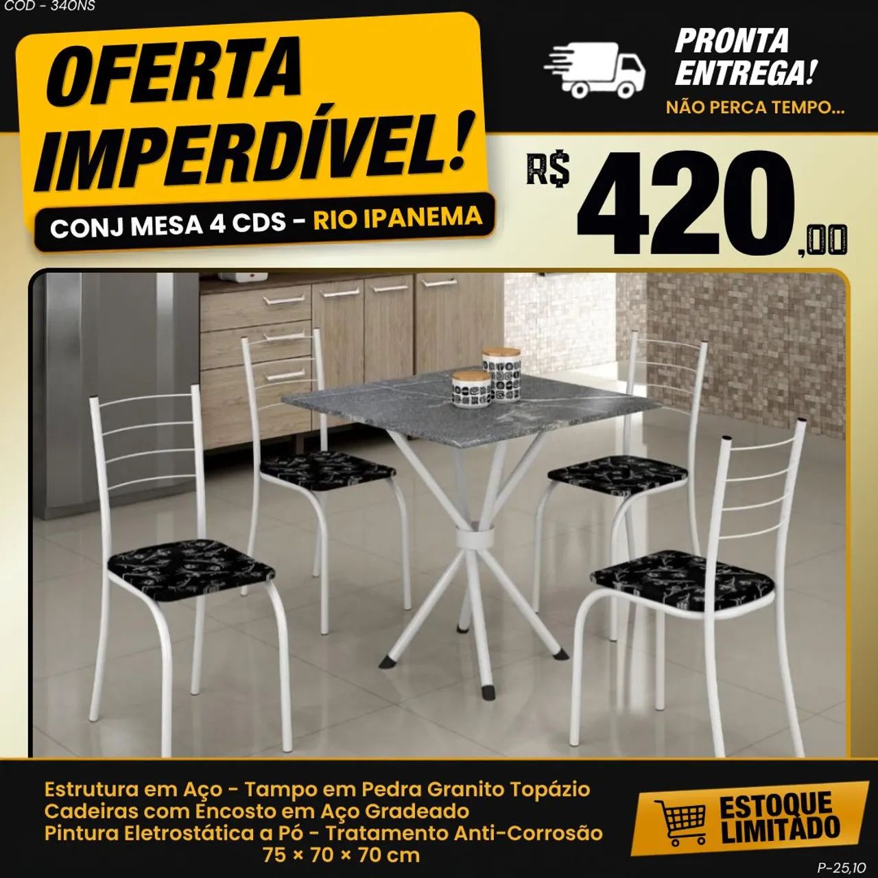 Mesa 4 cadeiras Rio