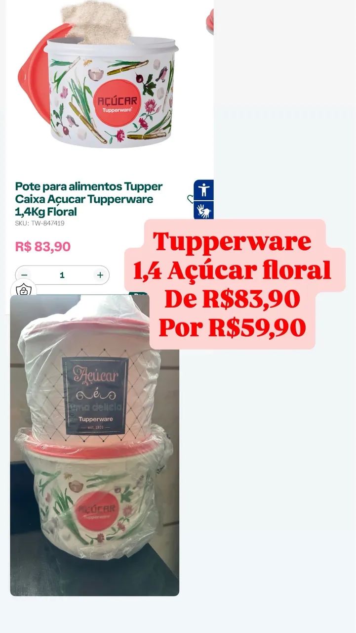 Tupperware açúcar bistrô e floral  - Foto 2