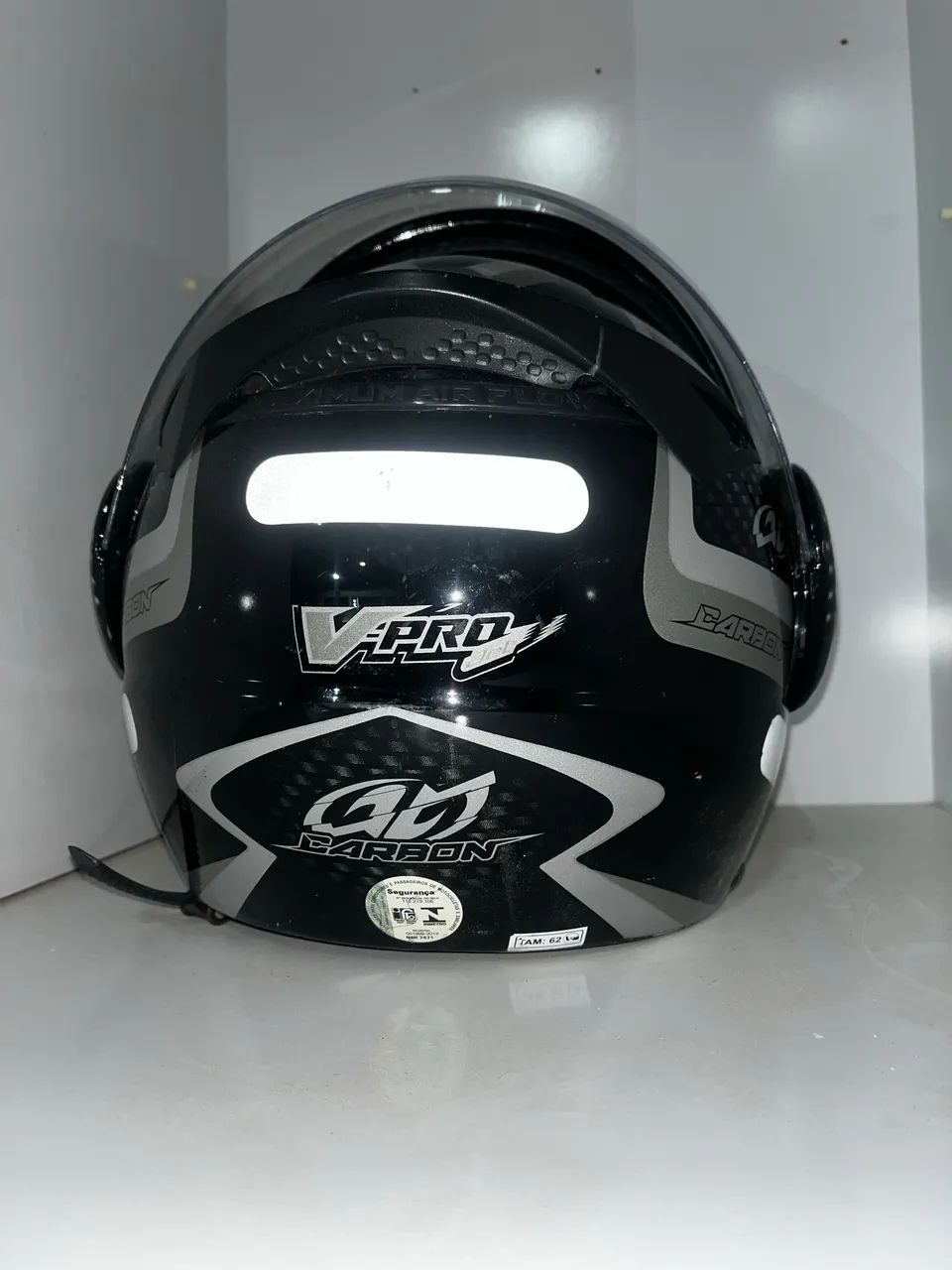 Capacete Pro Tork Escamoteável Preto e Prata | Viseira Original - Foto 5