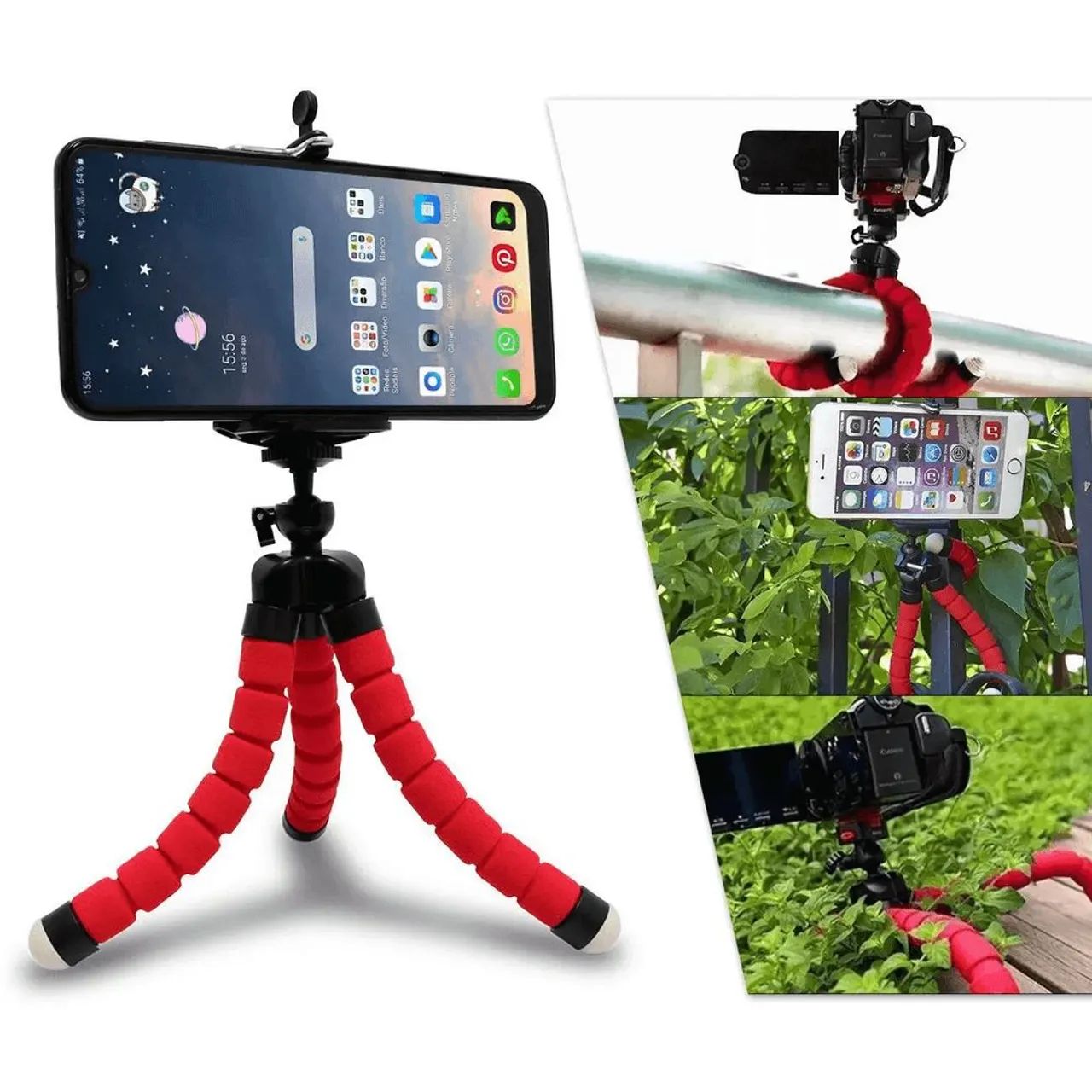 Mini Tripé de Mesa Flexível 360° com Suporte para SmartPhone - Foto 3