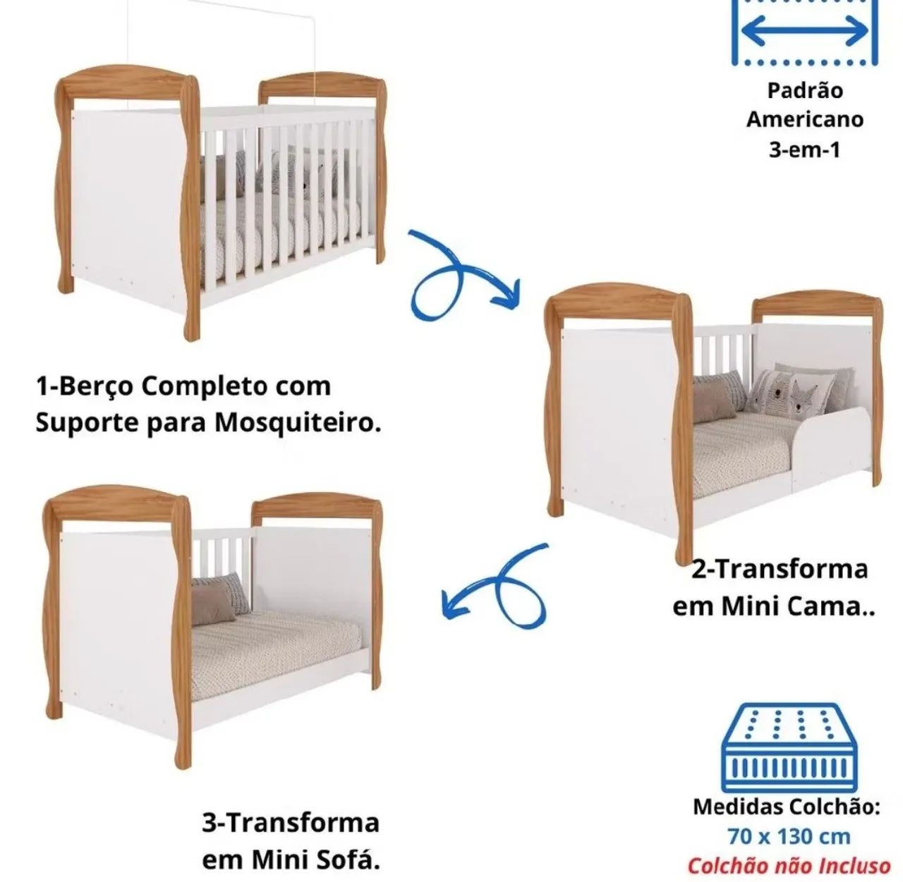 Berço americano 3 em 1 - Foto 2