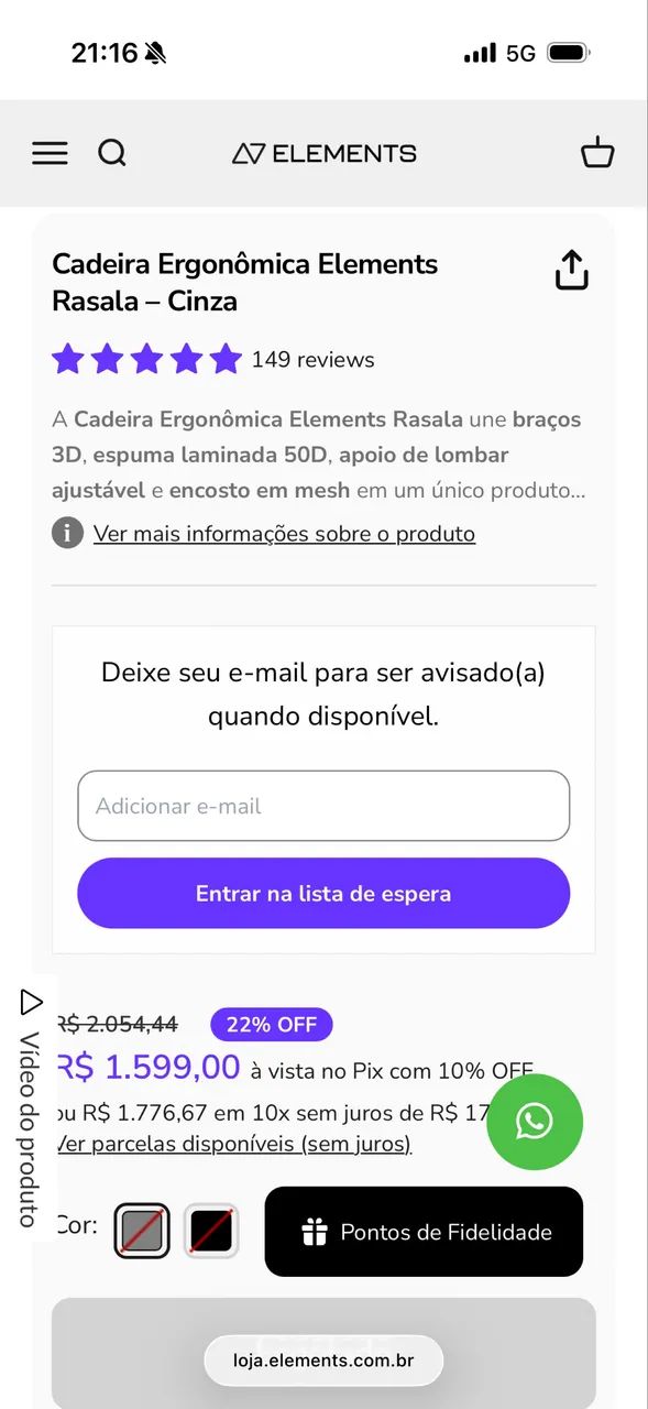 CADEIRA ERGONÔMICA ELEMENTS RASALA - Foto 4