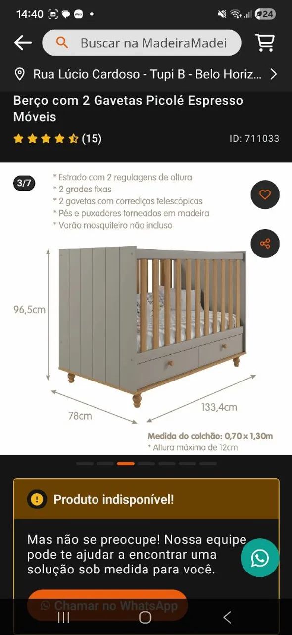 Berço com gavetas mais colchão  - Foto 5