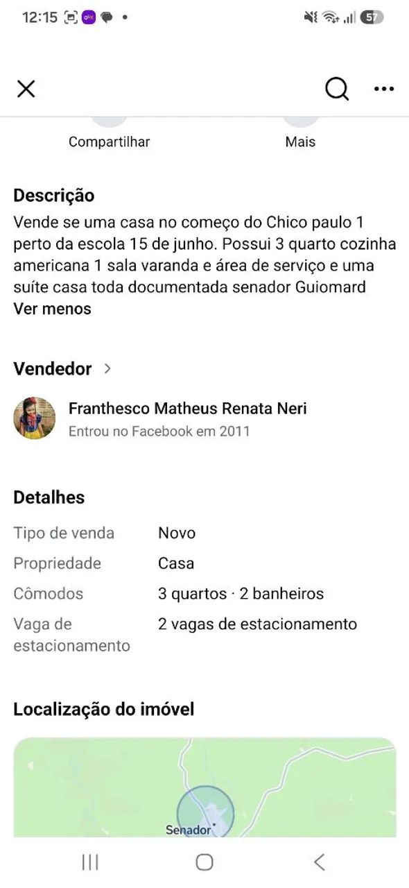 VENDE SE CASA 75.000 TÍTULO DEFINITIVO  - Foto 2