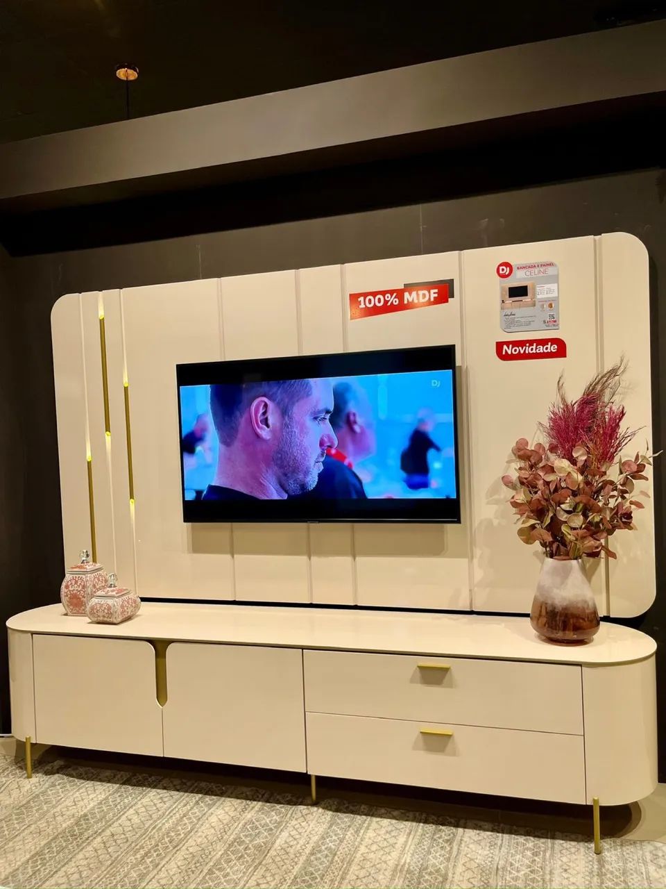 Rack com painel Celine DJ Móveis, ideal para TVs até 75 Polegadas - Entrega Imediata; - Foto 3