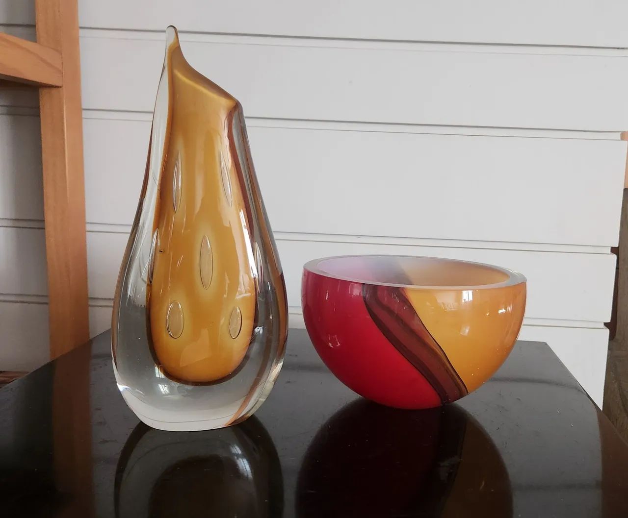 Jogo com 2 vasos de Murano