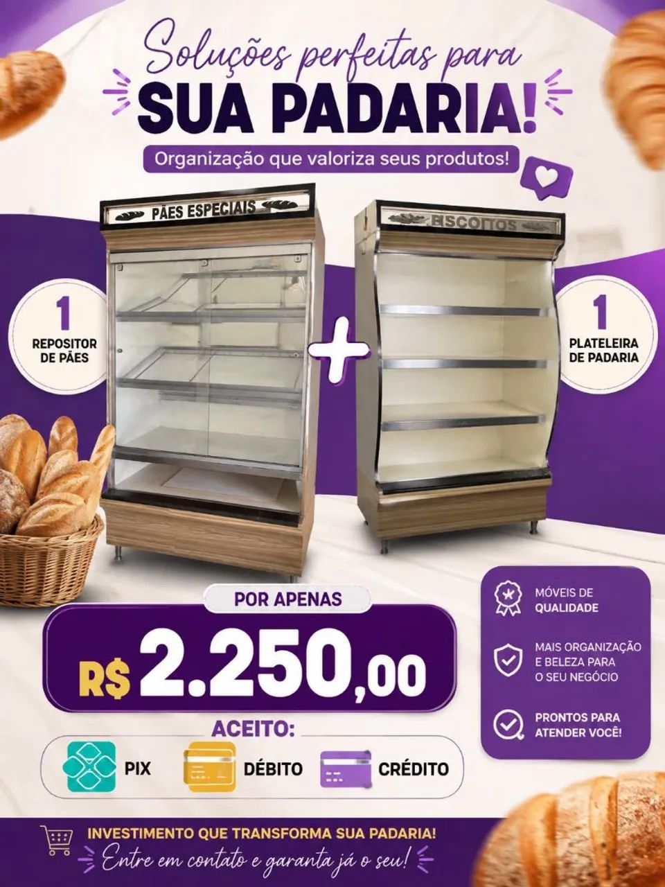 Repositor de pães / prateleira de padaria 