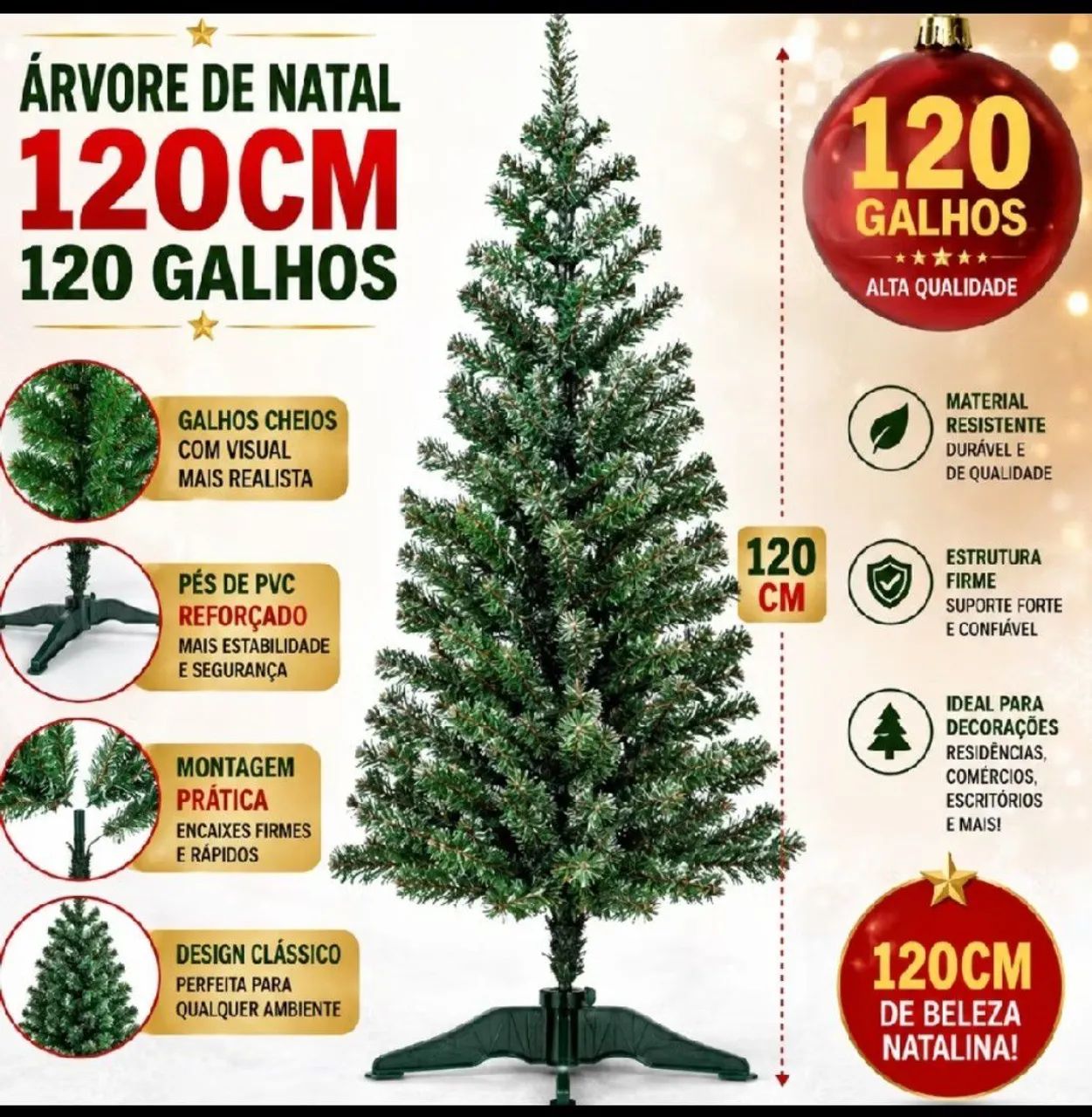 Árvore de natal decorada 1,20 m - Foto 3