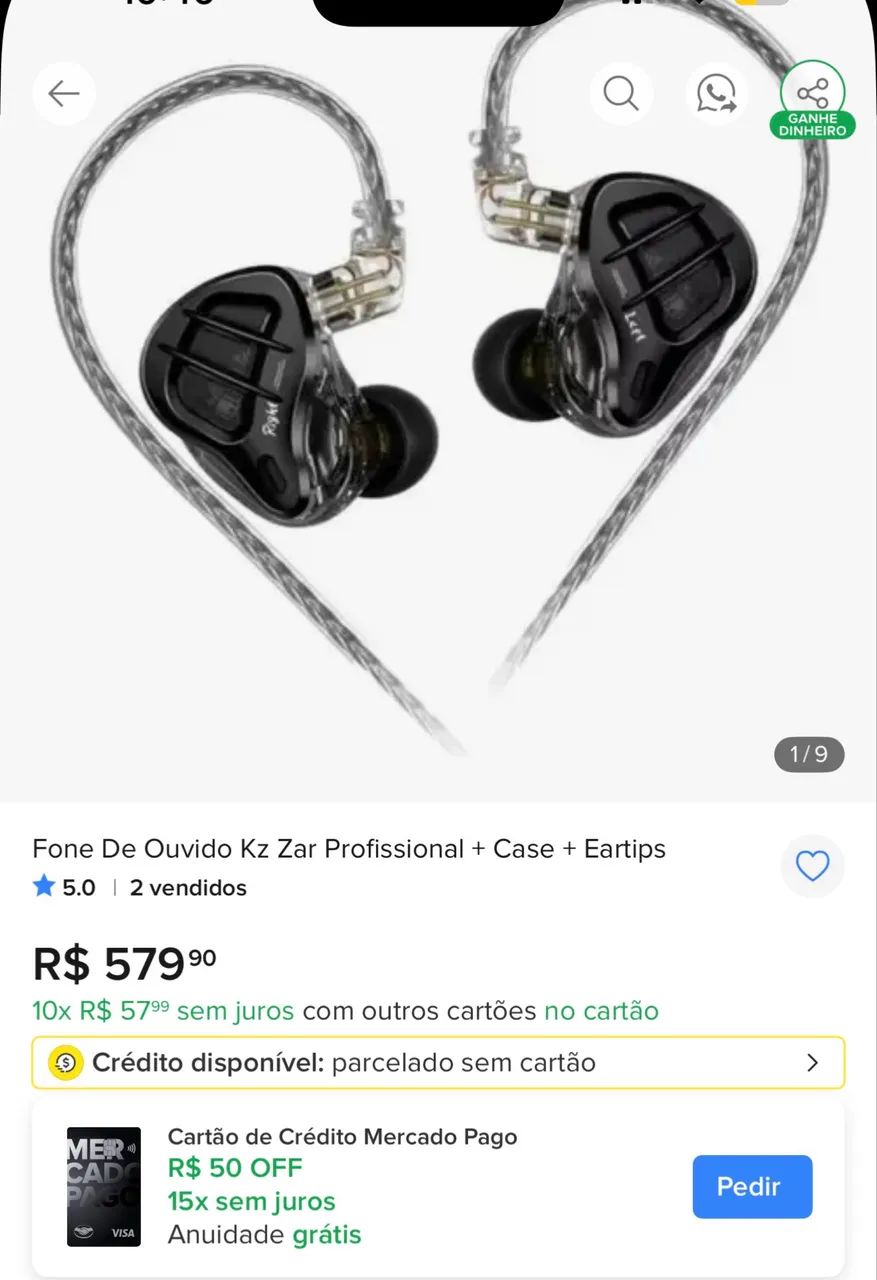 Fone De Ouvido Kz Zar Profissional + Case + Eartips - Foto 3