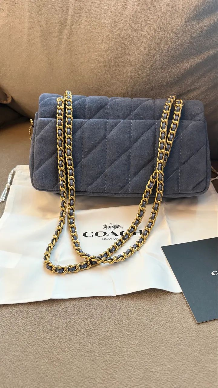Coach tabby 26 em suede azul  - Foto 2