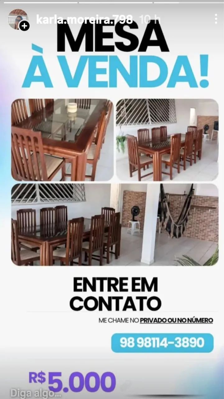 Mesa para 8 lugares madeira mesmo