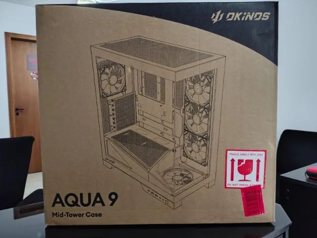 Gabinete Gamer Torre (MID Tower Case) com 5 fans instalados - Aqua 9 Okinos - NOVO - Foto 5