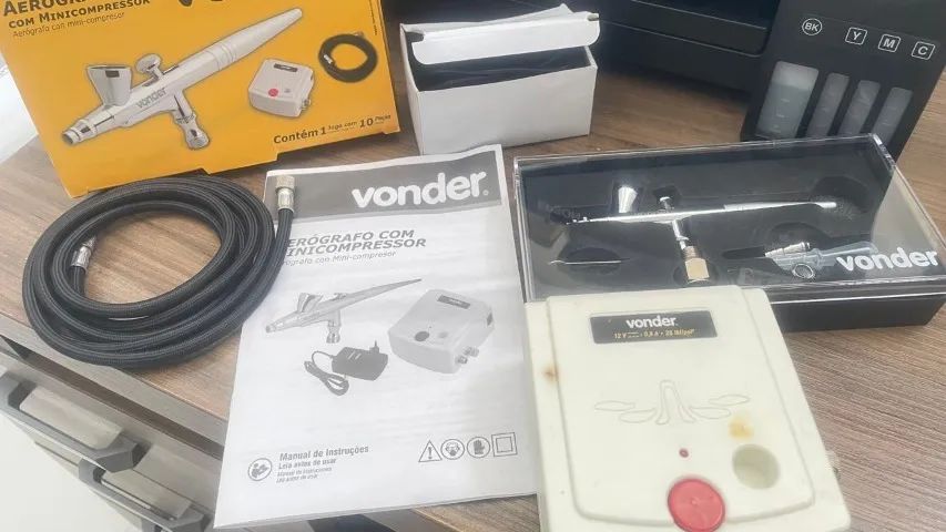 Aerógrafo Com Mini Compressor Bivolt Profissional - Vonder - Foto 5