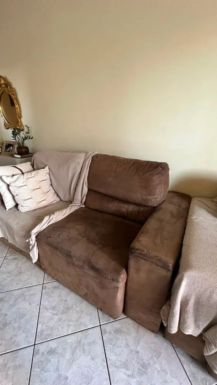 Par de Sofás Reclináveis 2 Lugares em Suede Marrom - Foto 3