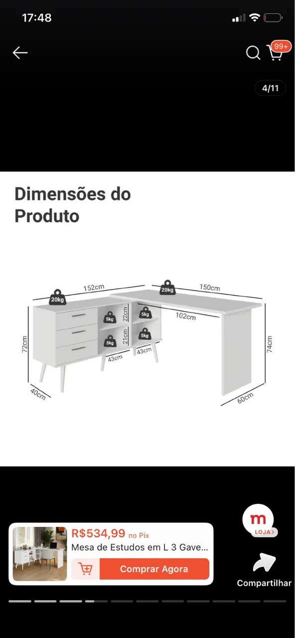 Mesa de escritório  - Foto 4
