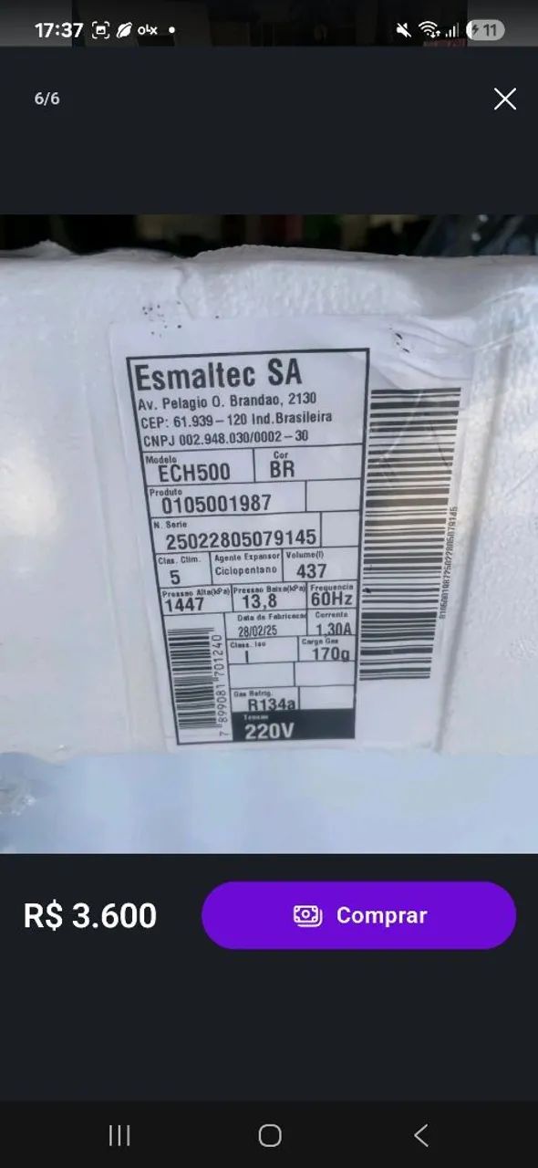 Freezer emaltec lacrado