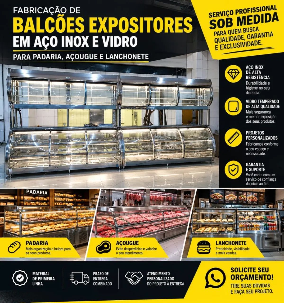 Balcões em aço inox 