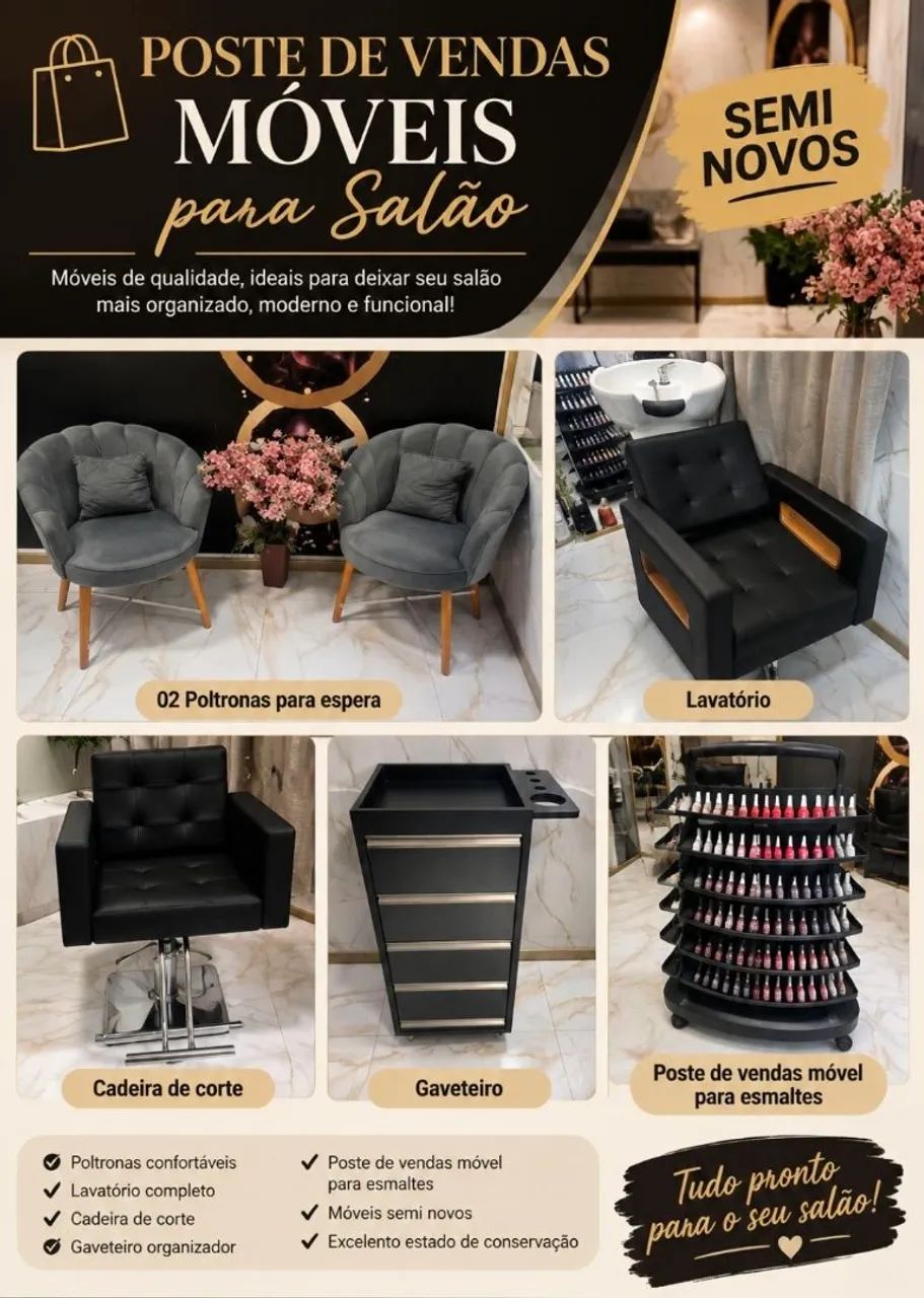 Móveis para salão semi novos 