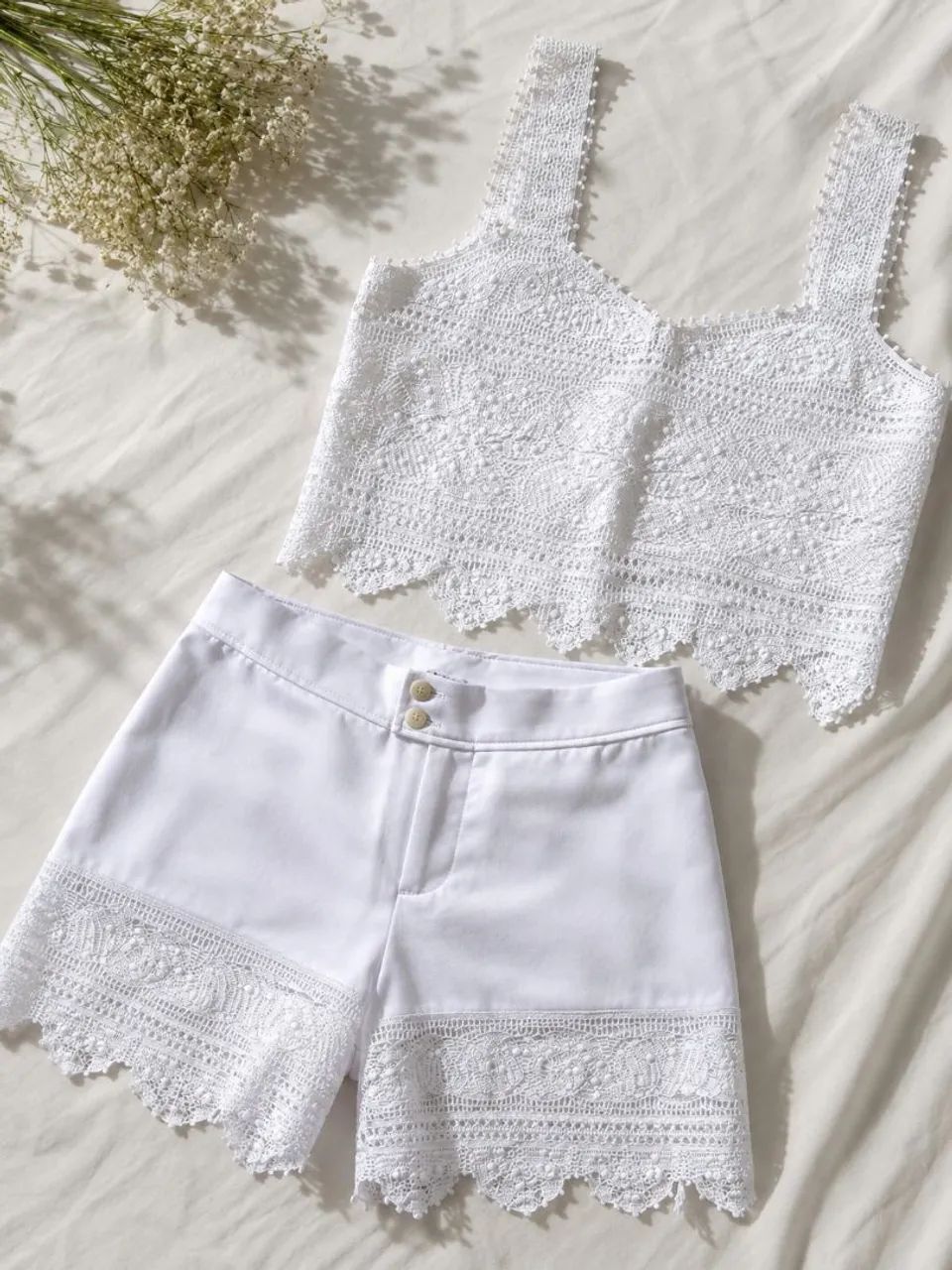 Conjunto Cropped e Short Renda Renascença - Foto 3