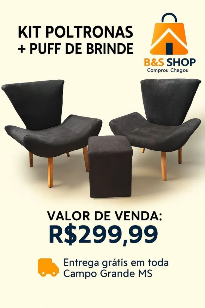 KIT POLTRONA 2 POLTRONA+1 PUFF ENTREGA GRÁTIS 
