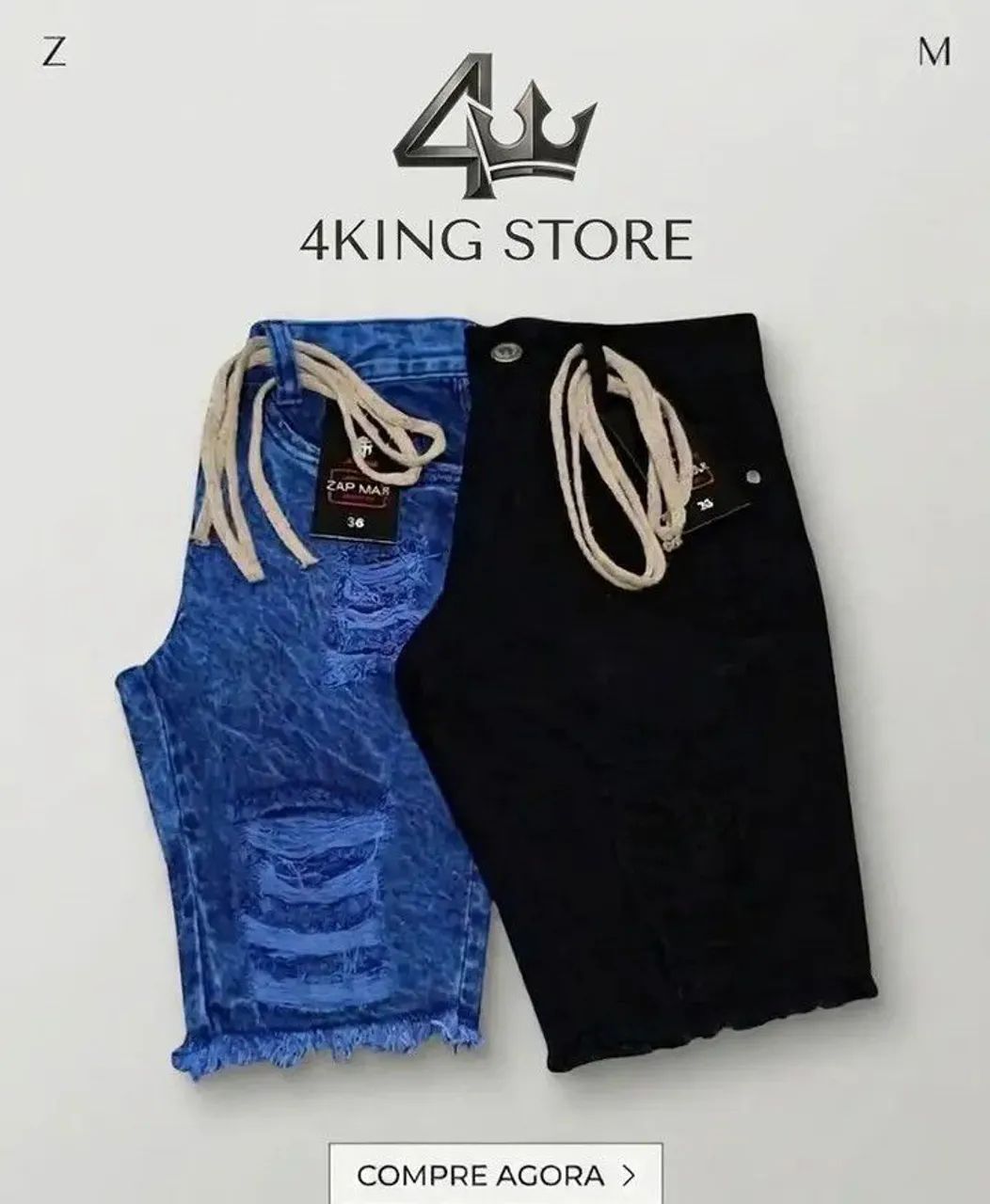 Bermuda jeans com cadarço 