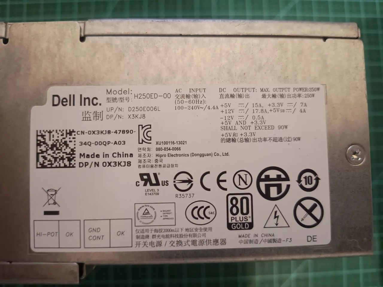 Fonte Dell H250ED-00 (Optiplex) 80 plus GOLD 250w