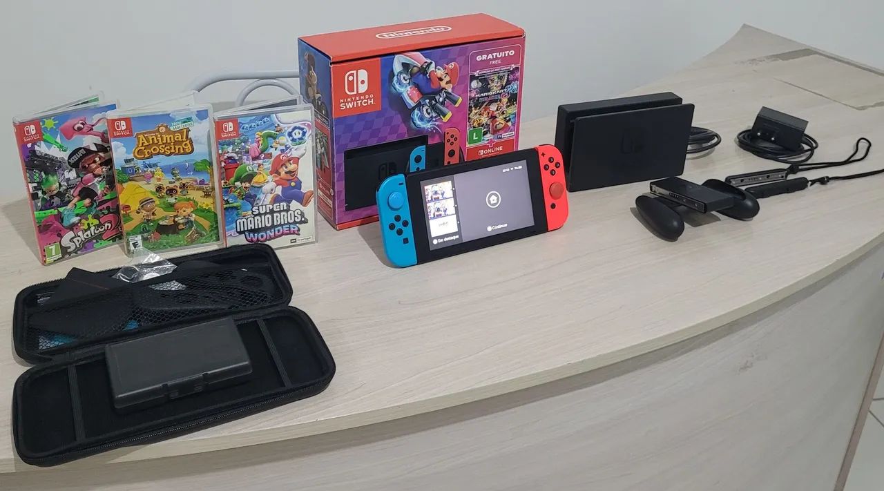 Nintendo Switch + jogos + acessório
