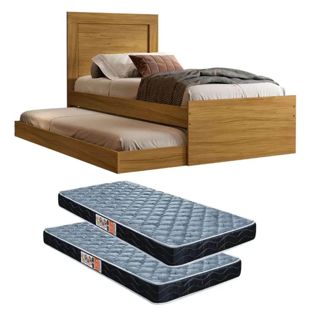 Cama solteiro com auxiliar 