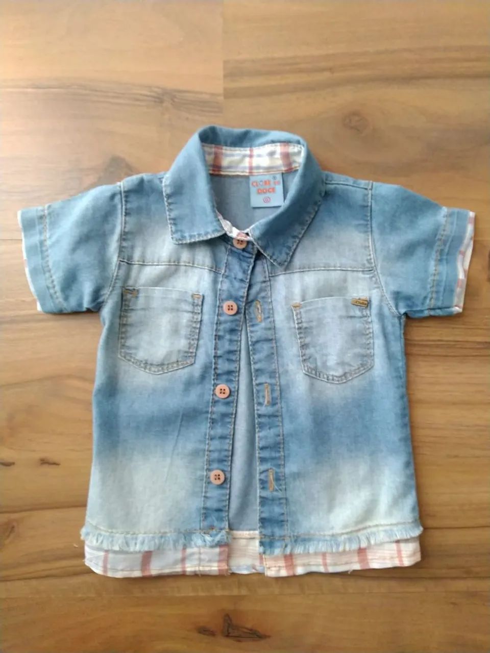 Roupa de bebê/ Camisa jeans bebê tamanho G Clube do Doce 