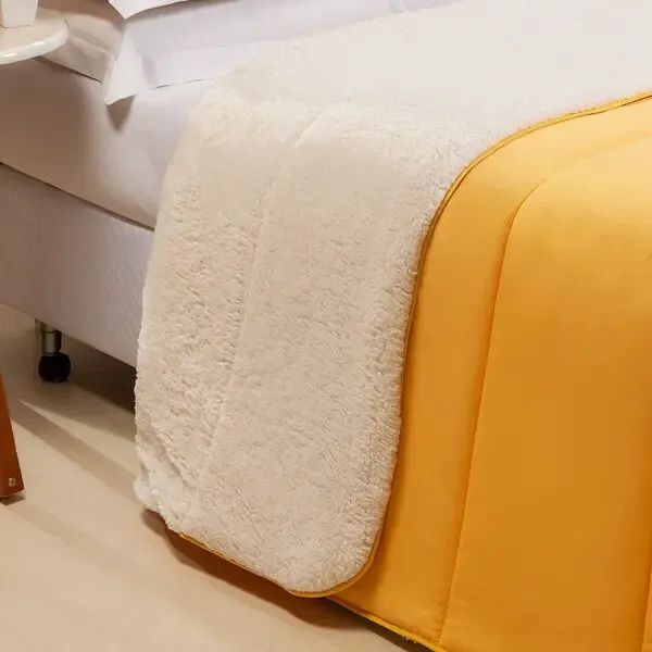 Coberdrom Casal Artex Sherpa Dupla Face - Mostarda
